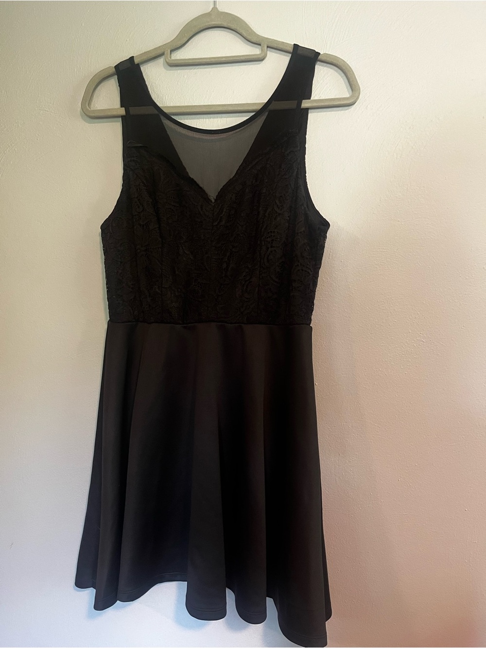 Francesca's Collections Black Lace Bodice Skater Dress